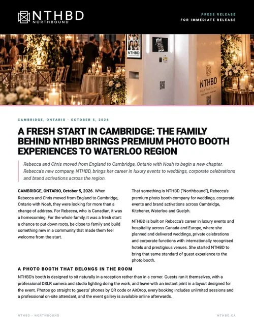 First page of the NTHBD press release: A fresh start in Cambridge
